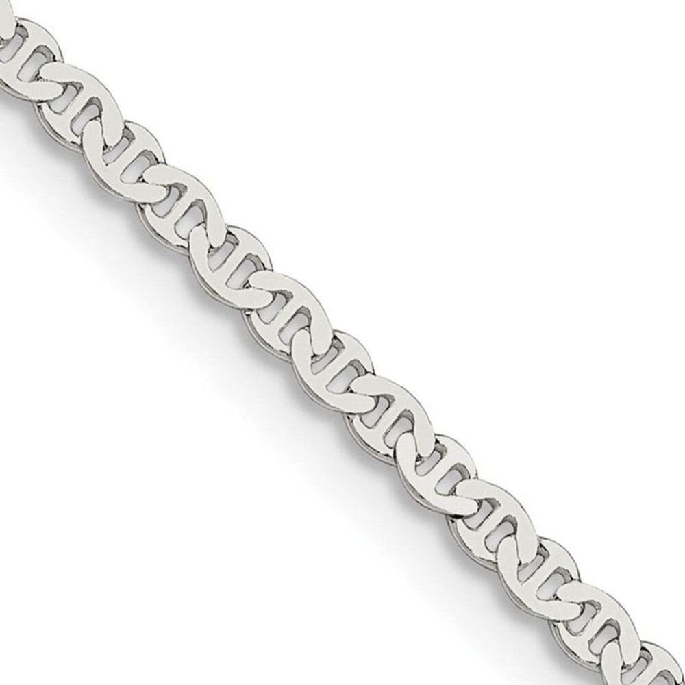 2.25mm Sterling Silver Solid Flat Anchor Chain Anklet, 10 Inch